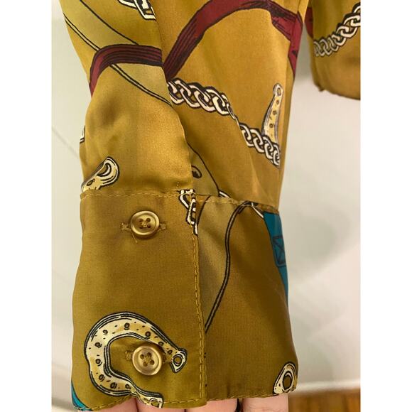 Cato Equestrian Western Silky Button-Down Long‎ Sleeve Collared Blouse XL - Picture 5 of 12